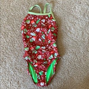 dolfin uglies christmas print one piece swim suit